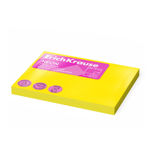 Picture of EK STICKY NOTES 100X75MM NEON YELLOW